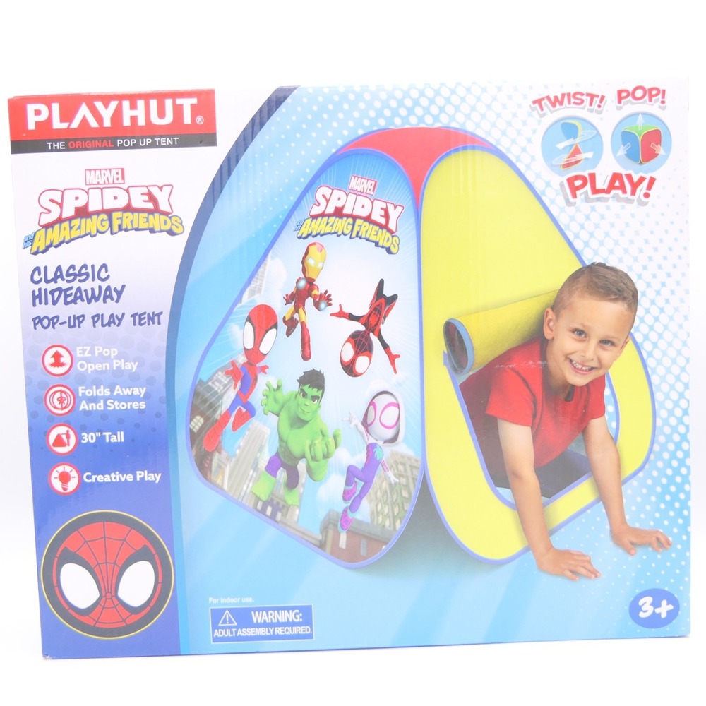 PlayHut Marvel Spidey Classic Hideaway Pop Up Play Tent 30" Tall Twist Pop Play!